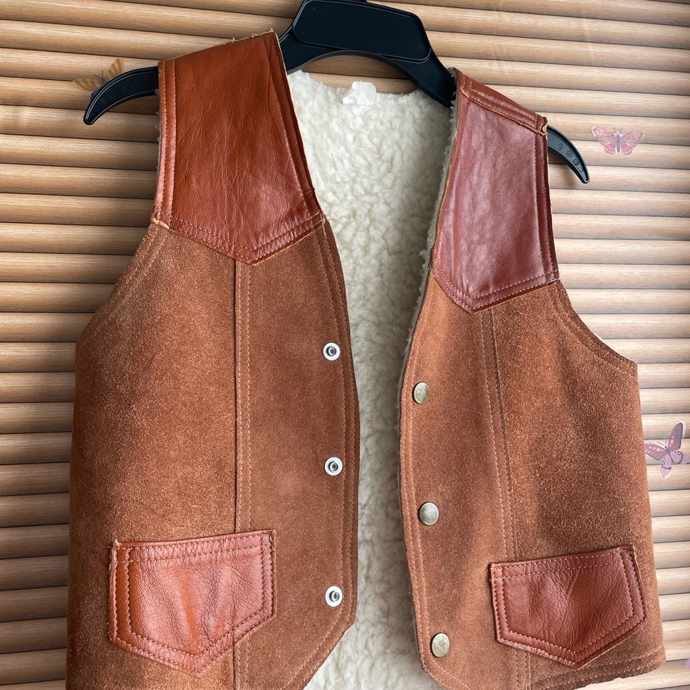 Brown Suede and Leather Vest - Picture 2 of 8